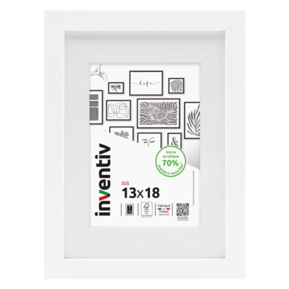 Cadre photo Isis blanc 13x18cm - INVENTIV