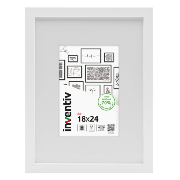 Cadre photo Isis 18x24cm blanc - INVENTIV