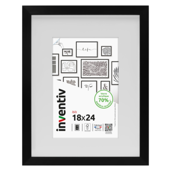 Cadre photo Isis noir 18x24cm - INVENTIV