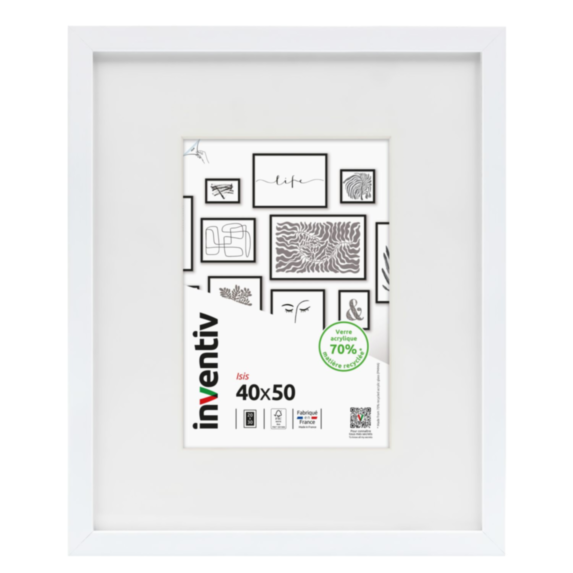 Cadre photo Isis blanc 40x50cm - INVENTIV
