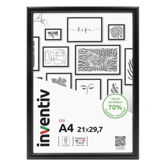 Cadre photo Iza noir 21x29,7cm - INVENTIV