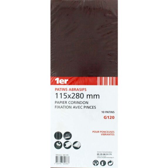 Patins abrasifs corindon GR120 115x280mm - 1ER
