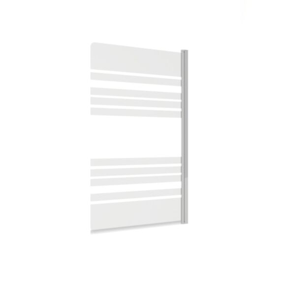 Pare baignoire 1 volet verre trempé 5mm 80x140cm lignes horizontales blanches et profilé chromé - 1ER
