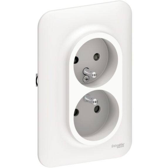 Double prise avec terre verticale Ovalis blanc - SCHNEIDER ELECTRIC