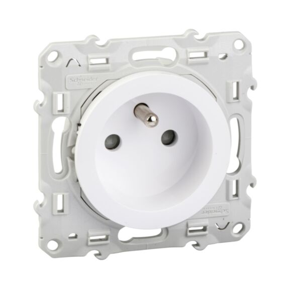 Prise 2 P+T Odace blanc - SCHNEIDER ELECTRIC