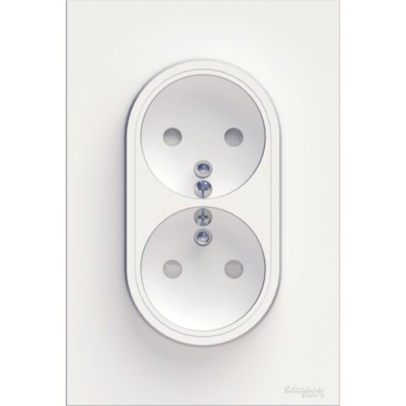 Double prise avec terre verticale Odace blanc - SCHNEIDER ELECTRIC