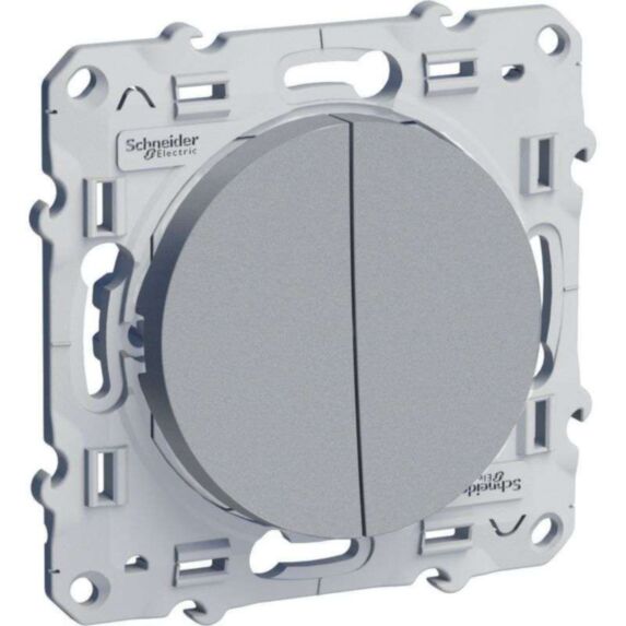 Double Va-et-vient Odace aluminium - SCHNEIDER ELECTRIC