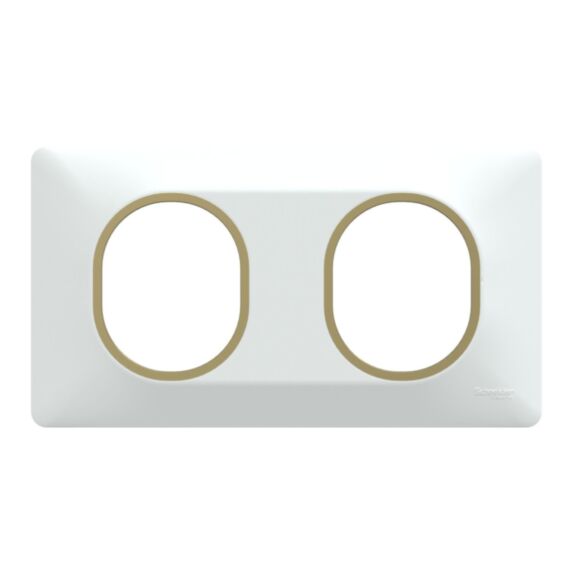 Plaque double Ovalis blanc bague effet laiton - SCHNEIDER ELECTRIC