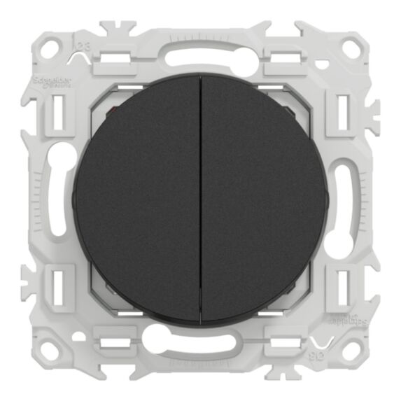 Interrupteur double va-et-vient ou poussoir noir onyx - SCHNEIDER ELECTRIC