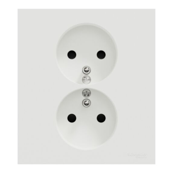 Double prise de courant 2P+T blanc craie avec plaque - SCHNEIDER ELECTRIC