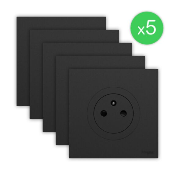 Prise de courant Odace 2P+T affleurante lot 5 noir - SCHNEIDER ELECTRIC