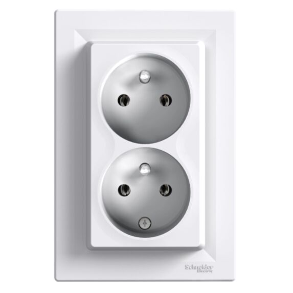 Double prise avec terre Asfora blanc - SCHNEIDER ELECTRIC