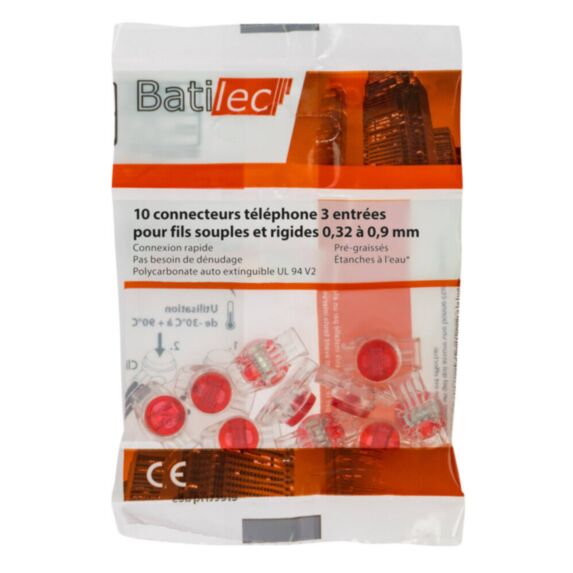 Sachet 10 connecteurs téléphone 3 fils - BATILEC