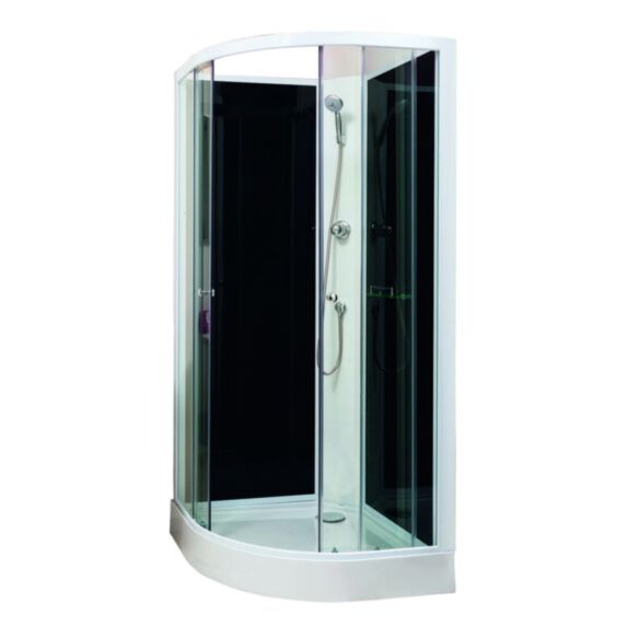 Cabine de douche GENA Sans silicone Quart de cercle Profilés alu Blanc 90cm