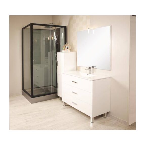 Meuble à Poser Montecarlo L90cm Blanc Laqué Brillant Livré Monté