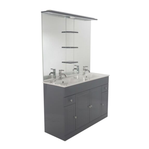 Ensemble Meuble salle de bain à poser gamme Matro gris 120cm - ONDEE