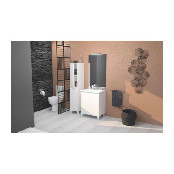 Meuble salle de bain à poser avec miroir Belis L60cm blanc - ONDEE