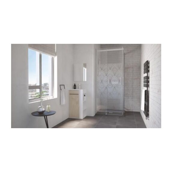 Meuble à Poser Nova Version Droit Blanc Mélaminé Livré en Kit + Miroir