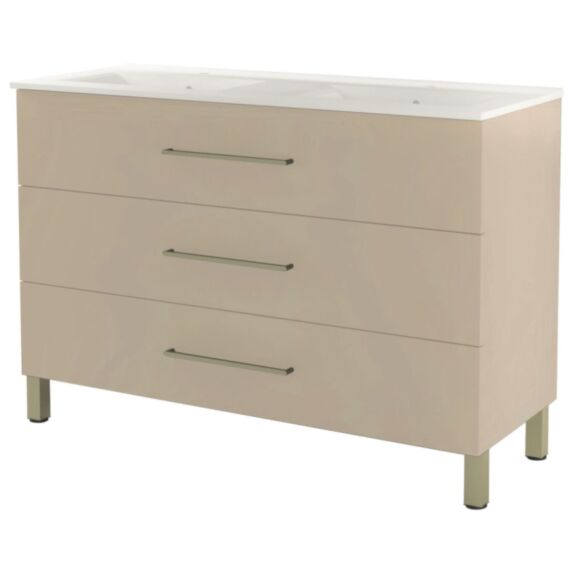 Meuble à poser Monaco satin 120cm poignées dorées - ONDEE
