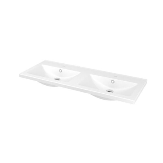 Plan double vasque en céramique blanc Nira 120cm - GOODHOME