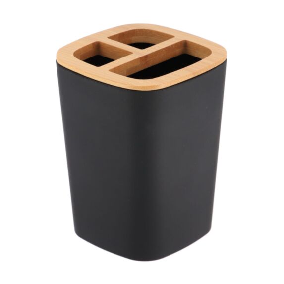 Porte brosse à dents caoutchouc + thermoplastique et bambou noir