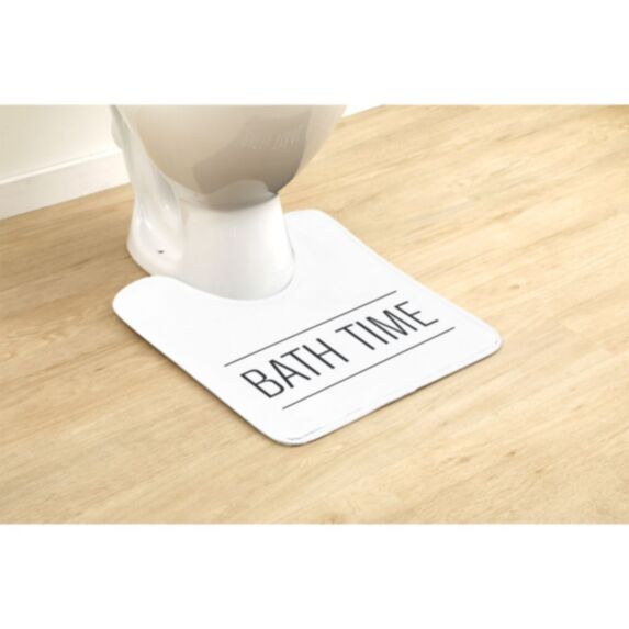 Tapis contour WC microfibre imprimé Neo Retro 45 x 50 cm blanc - TENDANCE