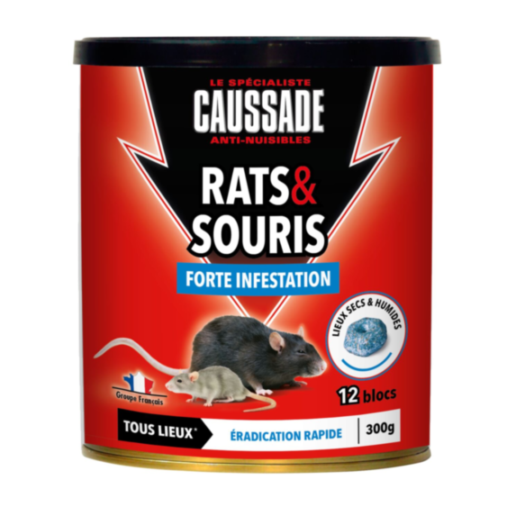 Bloc pâte rats & souris flocoumafen 300gr - CAUSSADE