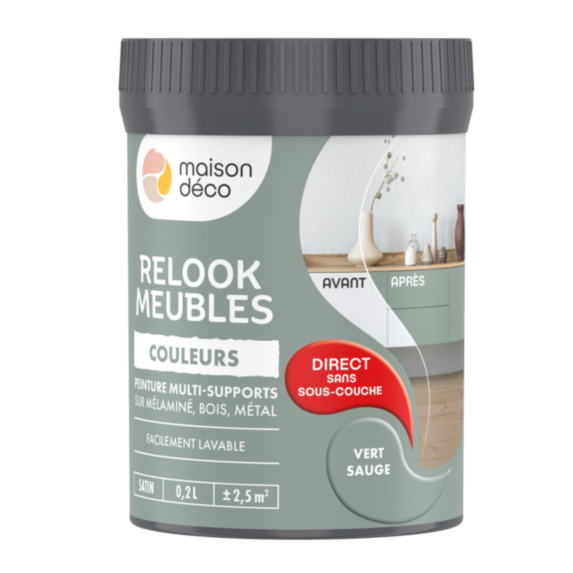 Peinture Relook Meubles Vert sauge 0,2L - MAISON DECO