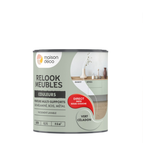 Peinture Relook Meubles Vert celadon 0,5L - MAISON DECO