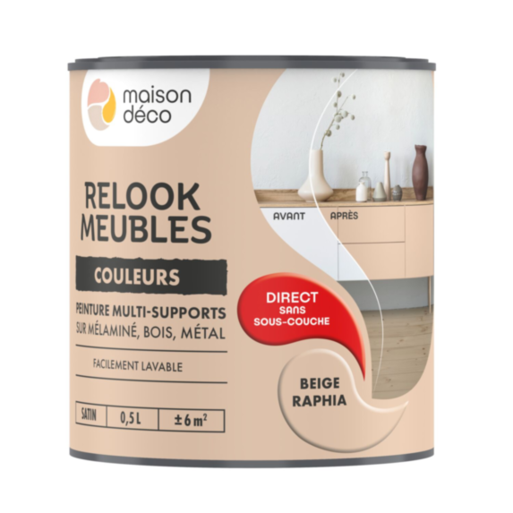 Peinture Relook Meubles Beige raphia 0,5L - MAISON DECO