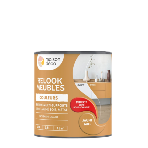 Peinture Relook Meubles Jaune miel 0,5L - MAISON DECO