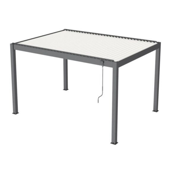 Pergola autoportante Star LED 3x4m manuelle châssis Grey / lames Blanches