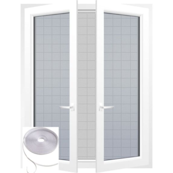 Kit moustiquaire 100 x 100 cm + bande de fixation 4 m x 0.7 cm blanc