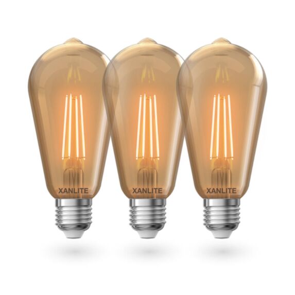 2+1 ampoules filament led ST64 ambrée E27 400Lm 4W 1800K - XANLITE