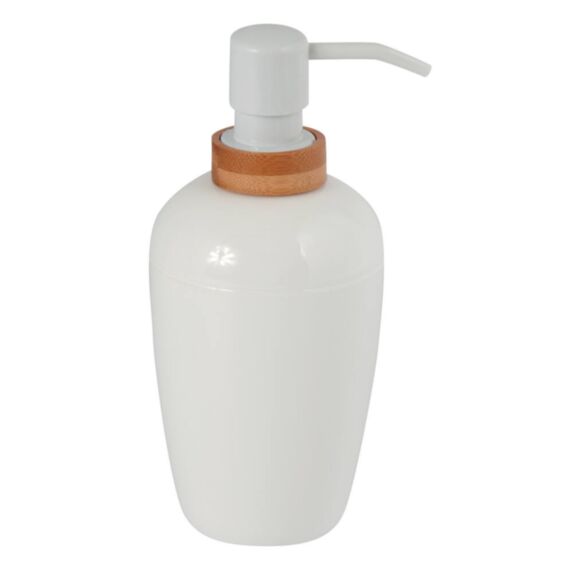 Distributeur de savon Oslo polystyrène/bambou blanc/beige - MSV