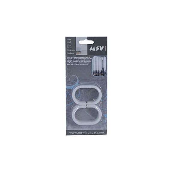 Anneaux de rideaux de douche lot de 12 blanc - MSV