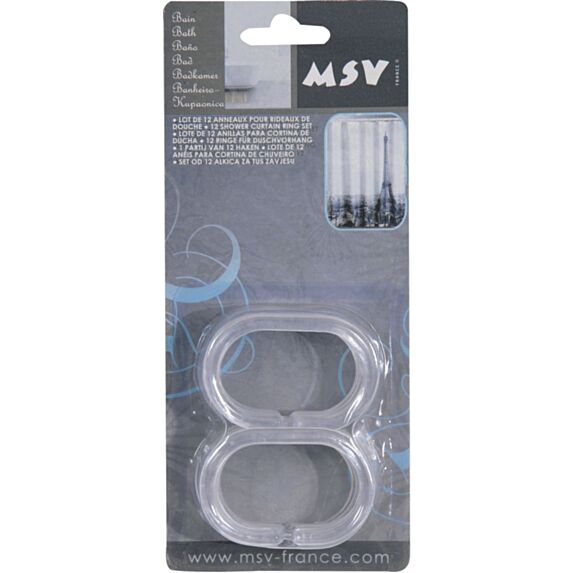 Anneaux de rideaux de douche lot de 12 transparent - MSV