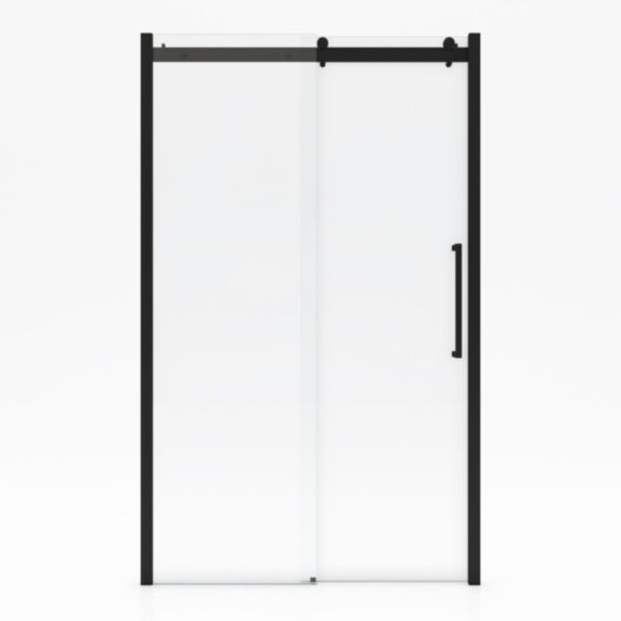 Paroi de douche 1 porte coulissante verre trempé 8mm 120cm noir mat - AURLANE