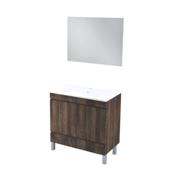 Meuble salle de bain Lancelo mélaminé 81x46x83cm gris foncé - ONDEE