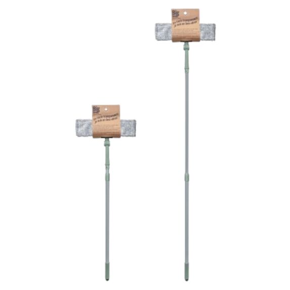 Lave-vitres avec manche télescopique 124cm + 2 housses microfibres - BIG BROSS