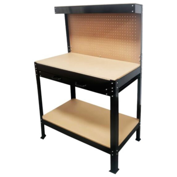 Etabli Acier Bois MDF L.90xP.48xH.140cm Charge 100kg