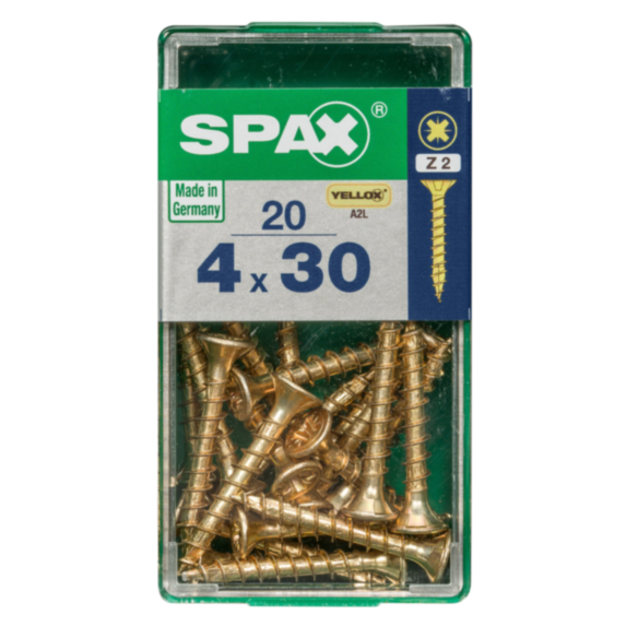 20 Vis tête fraisée Z2 Ø4x30mm - SPAX