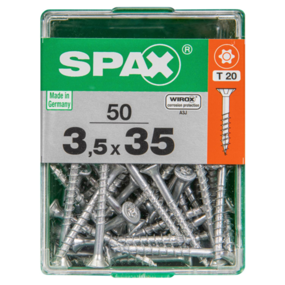 50 vis 3,5x35 tête fraisée empreinte t-star+ T20 gris SPAX