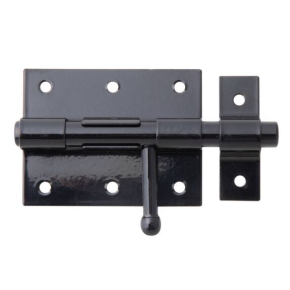 Verrou de box bouton + gâche attachée Ø11,5mm 5,6x11,6cm noir - ALBERTS