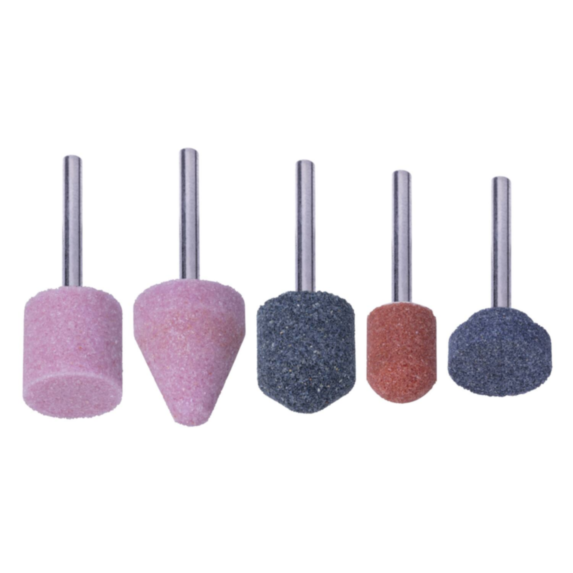 Kit meule abrasive sur tige 5pcs Ø14-16mm multicolore - WOLFCRAFT