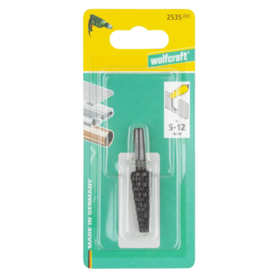 Râpe de profilage conique emmanchement rond 15x2cm noir - WOLFCRAFT