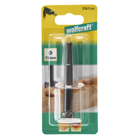 Fraise à bois d'encastrement Ø15mm L.90mm noir - WOLFCRAFT
