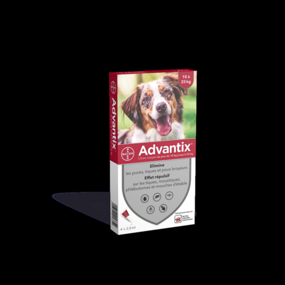 Advantix chien 2,5 ml (10-25) plaq/4 sol ext
