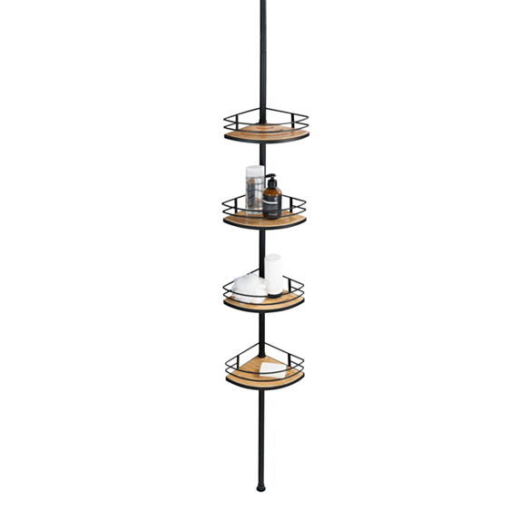 Etagère télescopique Dolcedo acier 31x65-275x23 cm noir et bambou - WENKO
