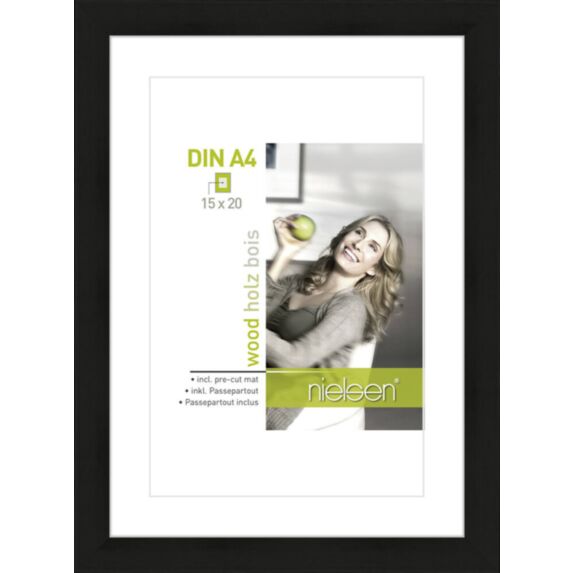 Cadre photo Apollon bois 21x29,7cm pour photo 15x20cm noir - NIELSEN
